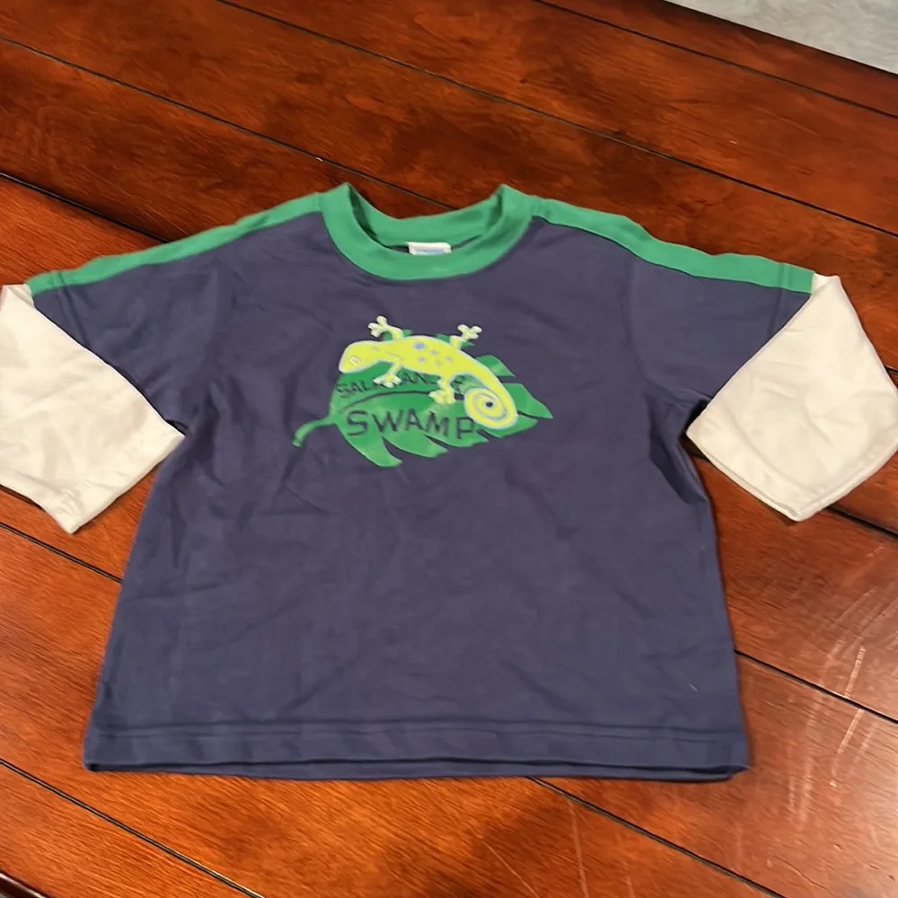 NWT Gymboree Frog Pond salamander swamp double sleeve Long Sleeve Shirt 2T